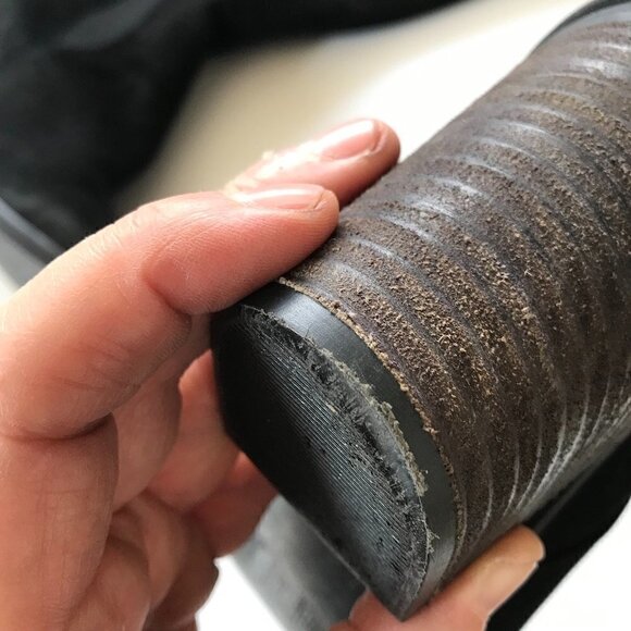 BUENO Black Nubuck Suede Knee-High Stacked Heel Almond Toe Slip-on Elastic EU 39 - Picture 14 of 16